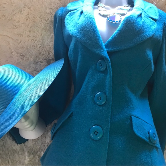 Classified Entier bright turquoise jacket. Sz M - Picture 2 of 7